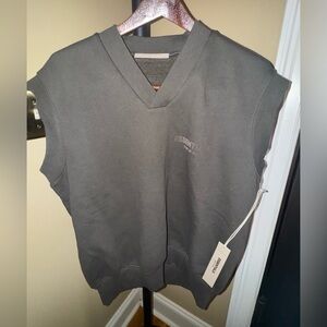 Essentials Women (Unisex) Charcoal V-Neck Sweater Vest